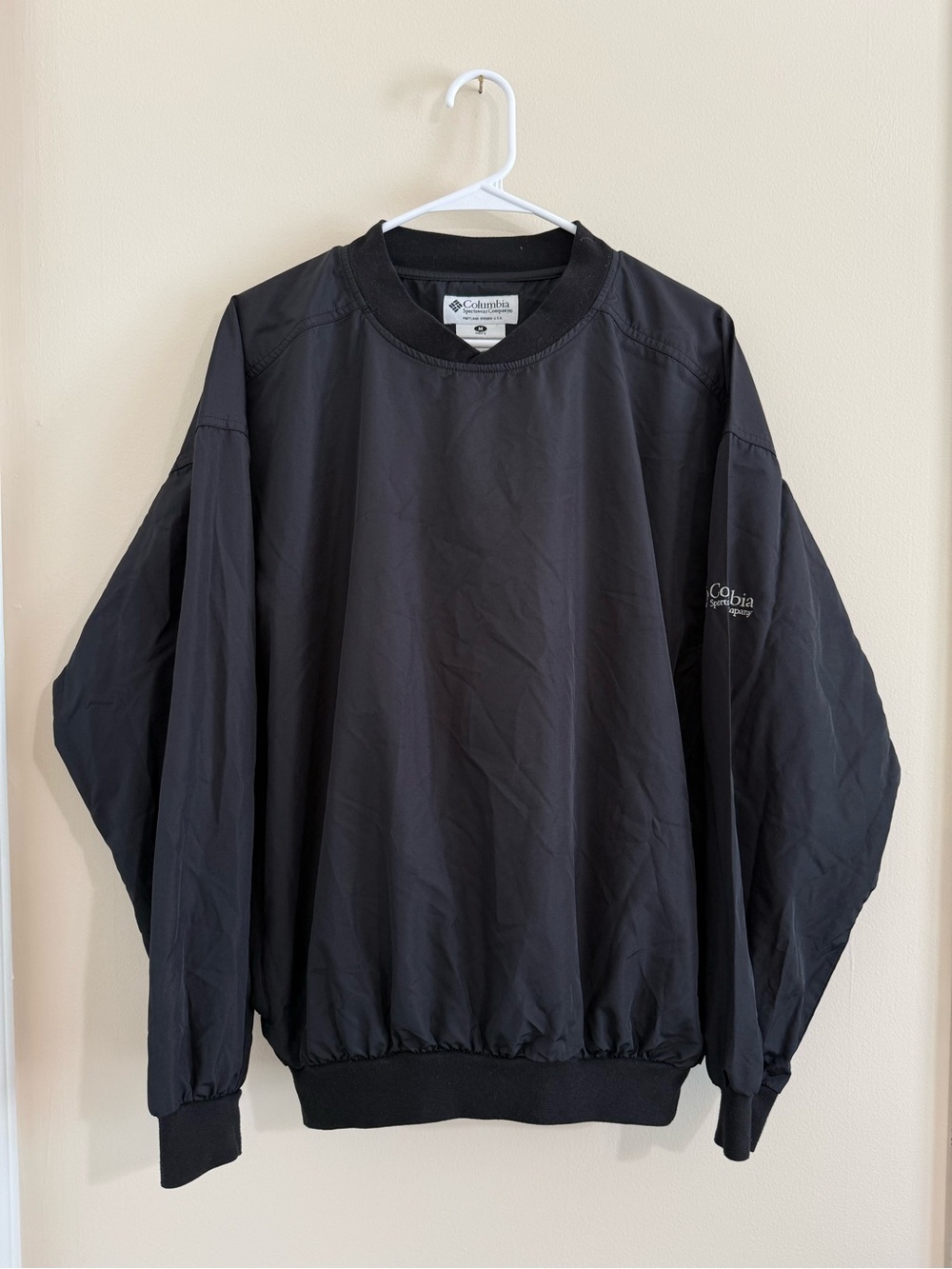 Columbia Men’s Black Pullover Windbreaker Medium Packable VTG